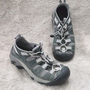 Keen Hiking Trail Shoes Womens Sz 7 Green Gray Water Mesh Sandal Sport Active